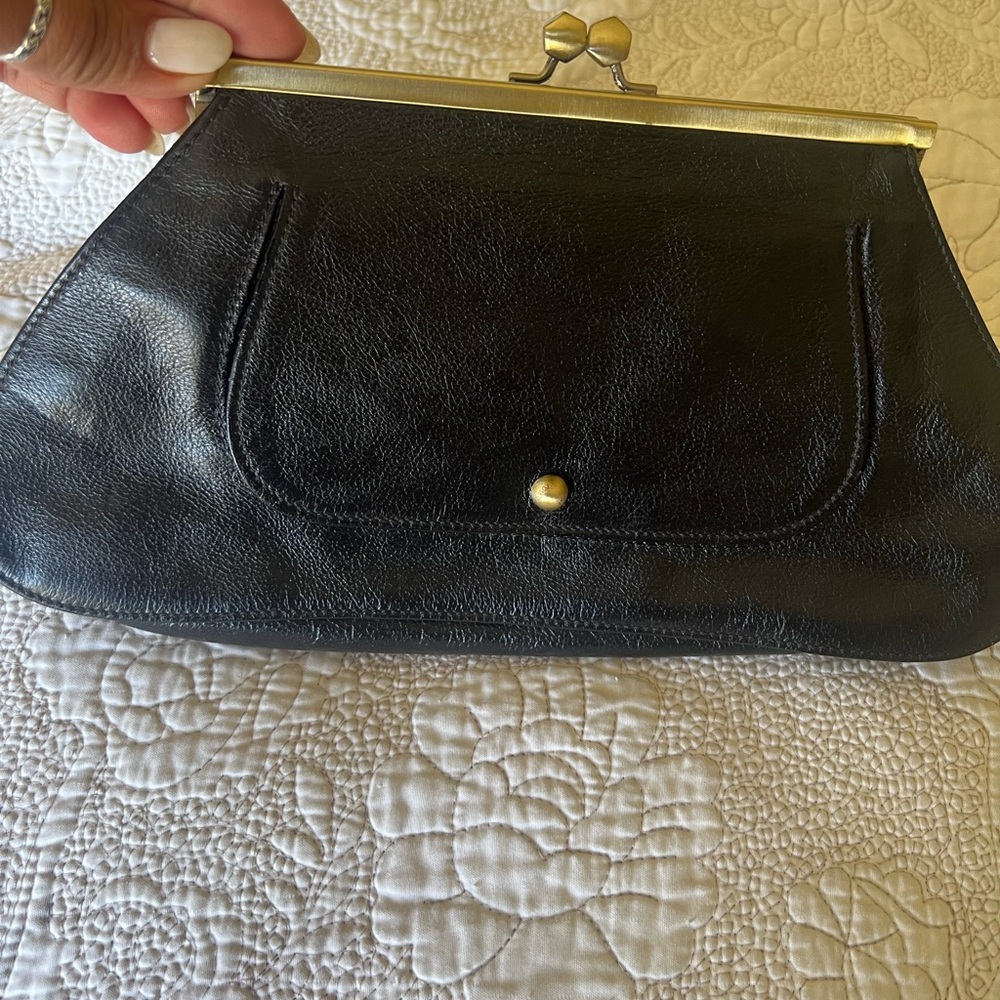 Zac Posen Samsung Black Leather Kiss lock clutch
